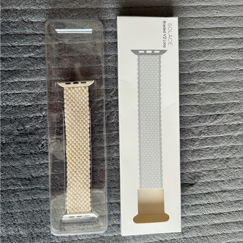 Braided Solo Loop Apple Watch Band Beige/Cream 42/44/45mm (Size S) - Picture 11 of 13